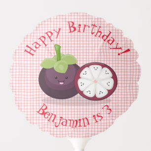 Cute purple mangosteen cartoon illustration balloon