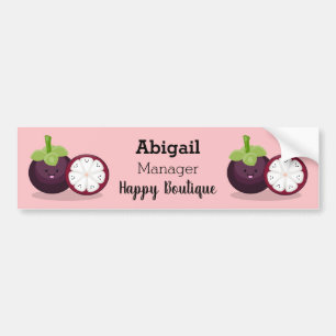 Cute purple mangosteen cartoon illustration bumper sticker