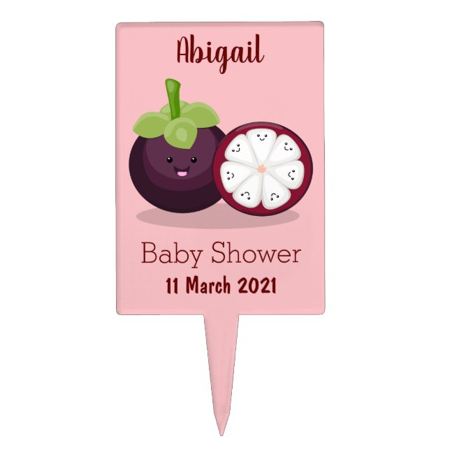 Cute purple mangosteen cartoon illustration cake topper (Front)