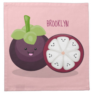 Cute purple mangosteen cartoon illustration cloth napkin