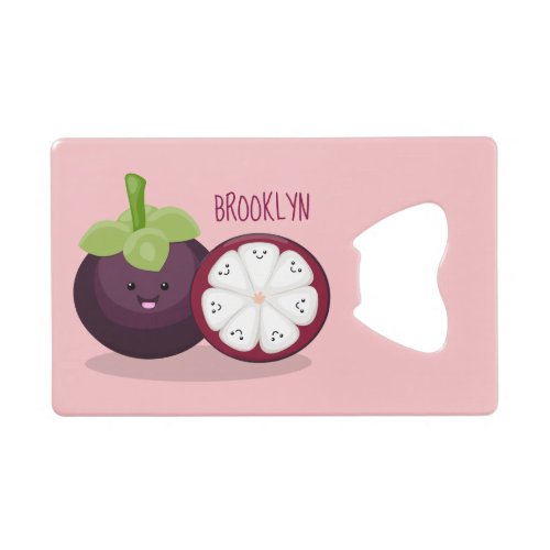 Cute purple mangosteen cartoon illustration credit card bottle opener