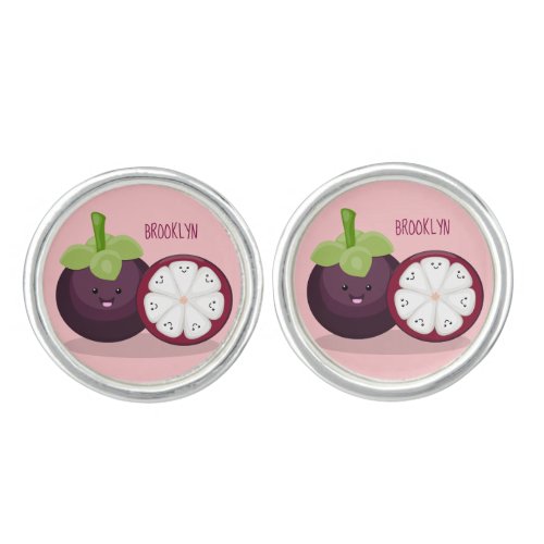 Cute purple mangosteen cartoon illustration cufflinks