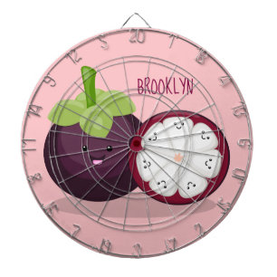 Cute purple mangosteen cartoon illustration dart board