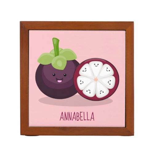 Cute purple mangosteen cartoon illustration desk organizer