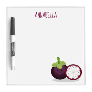 Cute purple mangosteen cartoon illustration dry erase board
