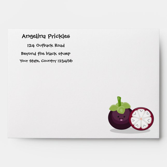 Cute purple mangosteen cartoon illustration envelope (Front)