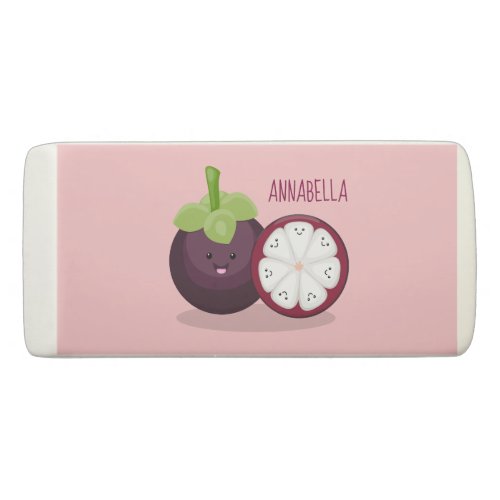 Cute purple mangosteen cartoon illustration eraser