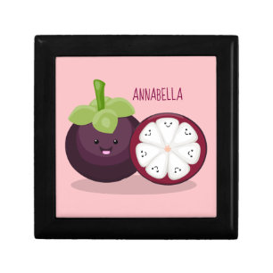 Cute purple mangosteen cartoon illustration gift box