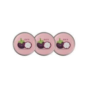 Cute purple mangosteen cartoon illustration golf ball marker