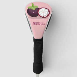 Cute purple mangosteen cartoon illustration golf head cover
