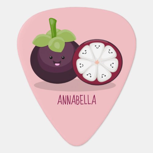 Cute purple mangosteen cartoon illustration  guitar pick