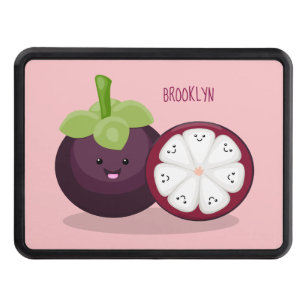 Cute purple mangosteen cartoon illustration hitch cover