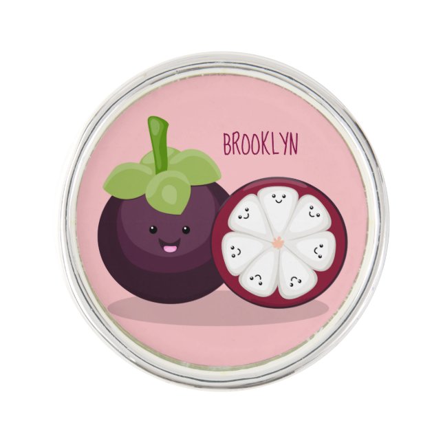 Cute purple mangosteen cartoon illustration lapel pin (Front)