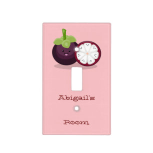 Cute purple mangosteen cartoon illustration  light switch cover