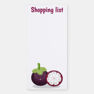 Cute purple mangosteen cartoon illustration magnetic notepad