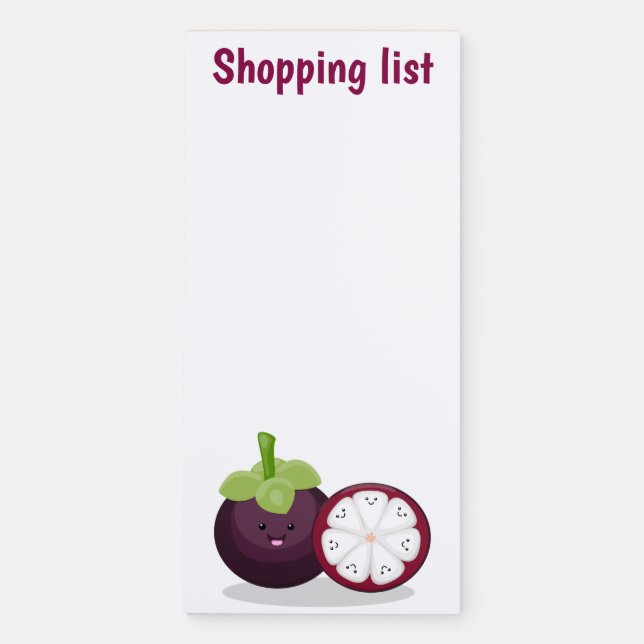 Cute purple mangosteen cartoon illustration magnetic notepad (Front)