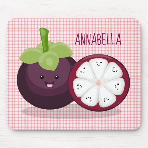 Cute purple mangosteen cartoon illustration mouse pad