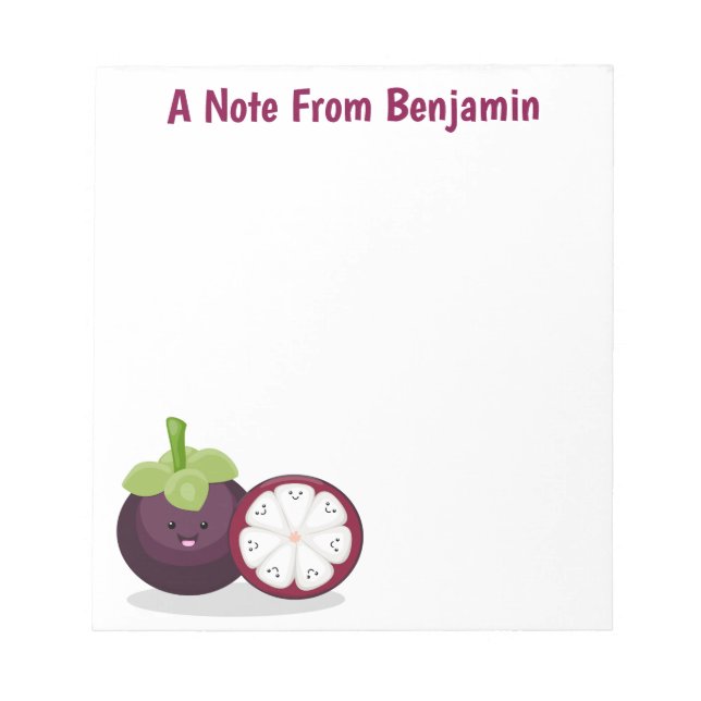 Cute purple mangosteen cartoon illustration notepad (Front)