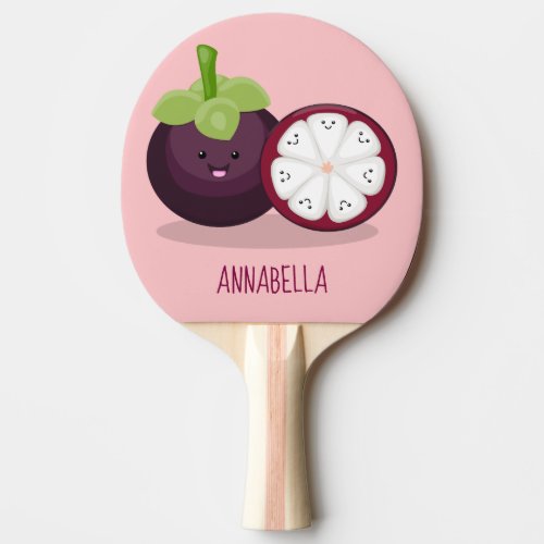 Cute purple mangosteen cartoon illustration ping pong paddle