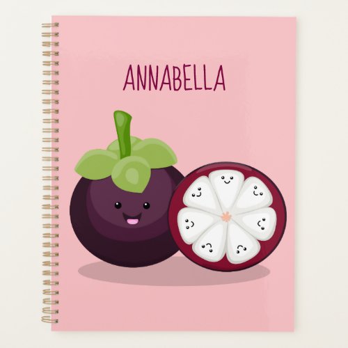 Cute purple mangosteen cartoon illustration planner