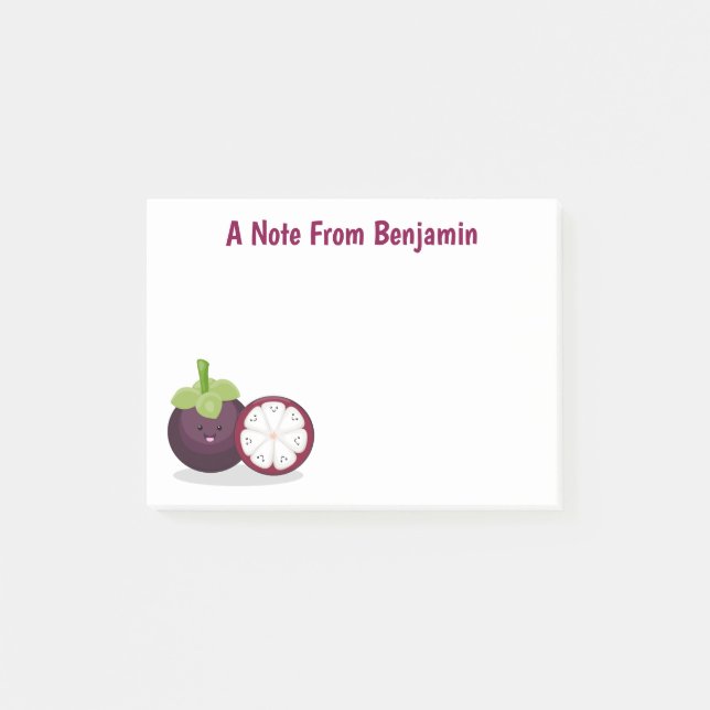 Cute purple mangosteen cartoon illustration post-it notes (Front)