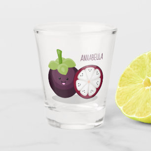 Cute purple mangosteen cartoon illustration shot glass