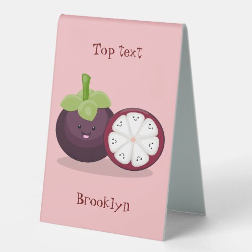 Cute purple mangosteen cartoon illustration table tent sign