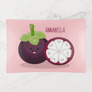 Cute purple mangosteen cartoon illustration trinket tray