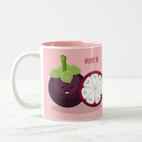 Cute purple mangosteen cartoon illustration Two_Tone coffee mug