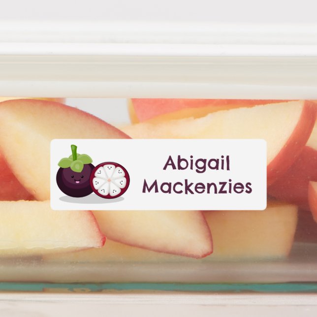 Cute purple mangosteen cartoon personalized  labels (Affixed)