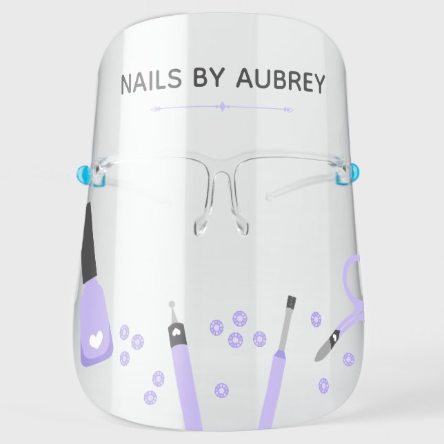 Cute Purple Manicurist Tools Nail Artist Face Shield (Front)
