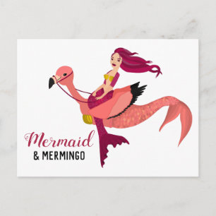 Cute Purple Mermaid and Flamingo Girly Best Friend Postcard
