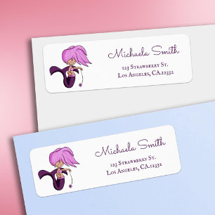 Cute Purple Mermaid Return Address Label