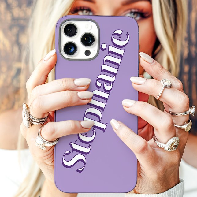 Cute Purple Minimalist Custom Name Case-Mate iPhone Case (Creator Uploaded)