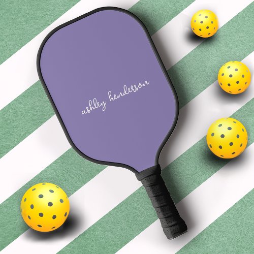 Cute Purple Monogram Full Name Pickleball Paddle