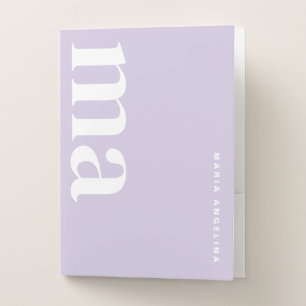 Cute Purple Monogram School Pocket Folder