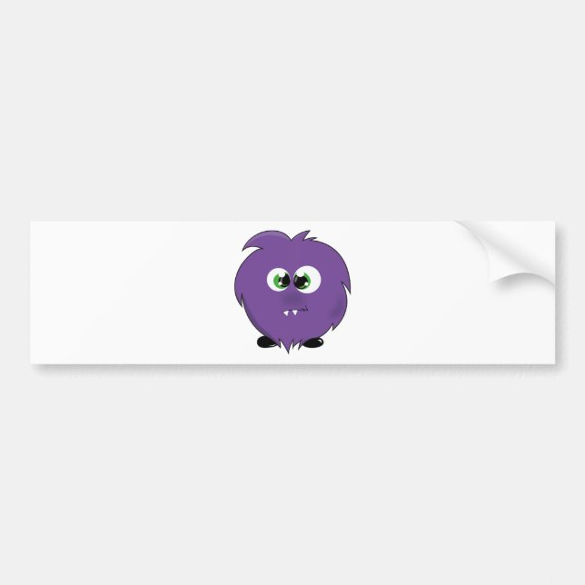 Cute Purple Monster Bumper Sticker (Front)