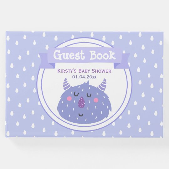 Cute Purple Monster Lilac Baby Shower Guest Book Zazzle Com