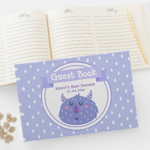Cute Purple Monster _ Lilac Baby Shower Guest Book