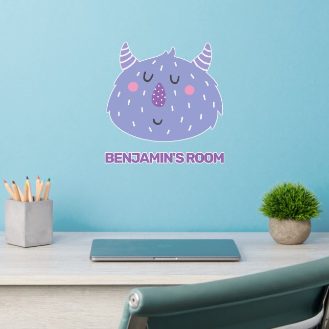 Cute Purple Monster - Nursery or Kids Bedroom Wall Decal (Home Office 2)