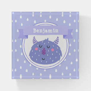 Cute Purple Monster - Personalized Lilac Kids Paperweight