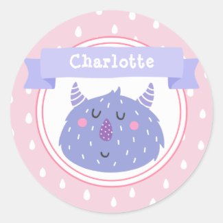 Cute Purple Monster - Personalized Pink Kids