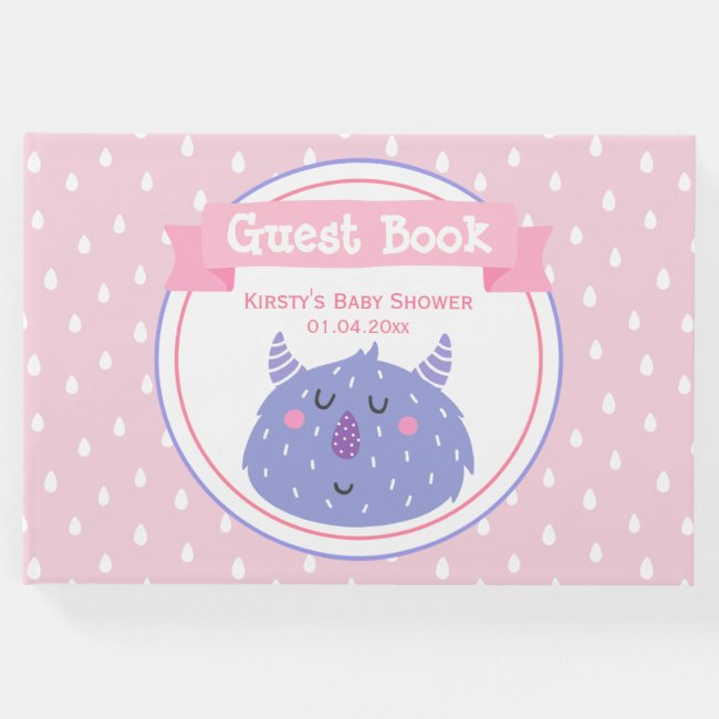Cute Purple Monster - Pink Baby Shower