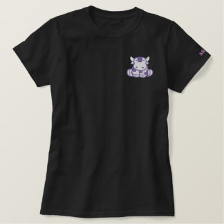 Cute Purple MOO Cow (MOO! on sleeve) Embroidered Shirt