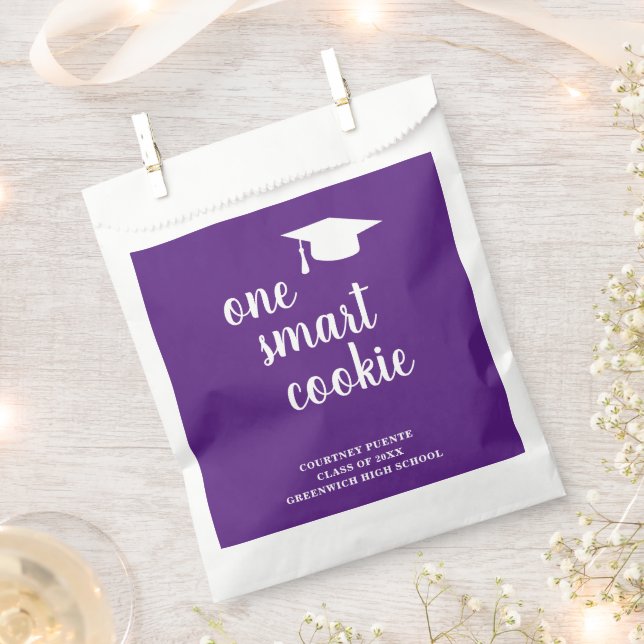 Cute Purple Mortar Board Modern Graduation Favor Bag (Clipped)