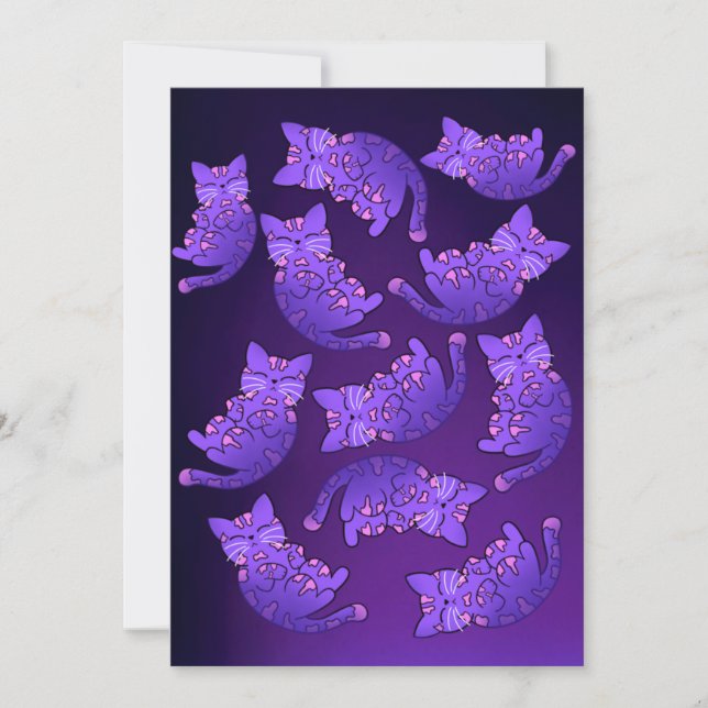 Cute Purple Neon Kitten Group Card (Front)