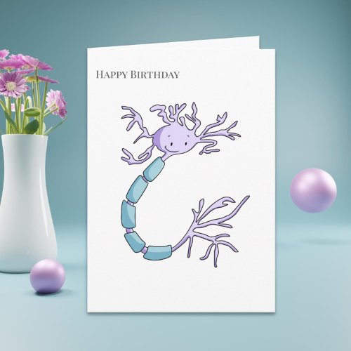 Cute Purple Neuron Myelin Sheath Happy Birthday Card