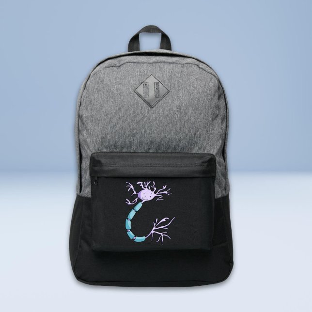 Cute Purple Neuron with Myelin Cartoon Port Authority® Backpack (Creator Uploaded)