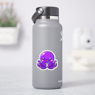 Cute Purple Octopus Bubble Tea Sticker