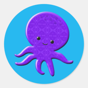 Cute Purple Octopus Classic Round Sticker